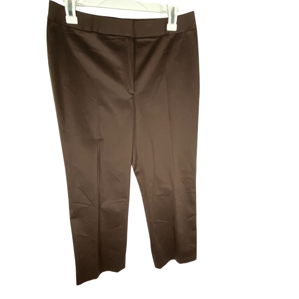 Lafayette 148 New York Dress Pants Womens 10 Petite Brown Cotton Casual Zip Fly